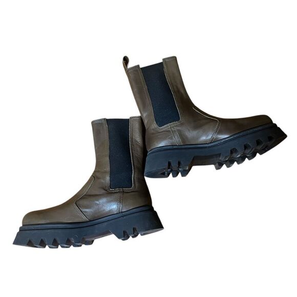 Zara Chelsea Platform Brown High Ankle Boots Sz 40 (9.5)Excellent Preowned Condi - Picture 3 of 7